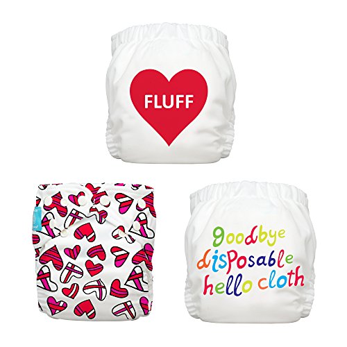 Charlie Banana Fluffy Love Diapers with Six Reusable Inserts, Size 1, 3-Piece