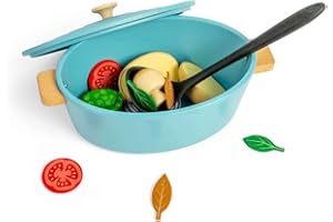 Bigjigs Toys Casserole Dish Set - 17pc Wooden Food Toy, Kids Kitchen Sets & Accessories, Toddler Role Play, Cookery Gifts For Children, Age 18 + Months