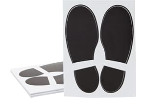 JUVALE Footprint Stickers - 32-Pairs Footprint Decal Self-Adhesive Stickers, Black, 18 x 6.6 cm, or 7.1 x 2.6 inches