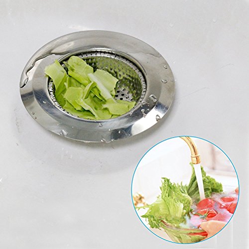 NHsunray 2pcs Edelstahl-Spüle-Sieb Abnehmbare Hochleistungs-Abfluss-Filter Perfekt für Küche Badezimmer Waschbecken Stopp Haar Entsorgung Abfälle (geeignet für Abfluss 3,3-3,7 „, Chrom) - 5