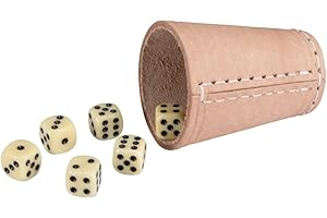 GICO Taza de Dados de Cuero con 6 Dados 6 Caras - 5902