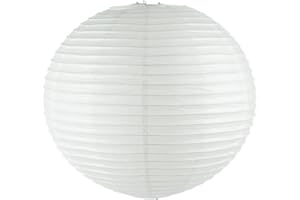 ANGIX 1 x White Paper Lampshade 40cm (16inch) Classic Bamboo Style Ribbed Paper Lanterns to Hanging White Pendant Lamp Shades for Ceiling Light, Bedroom, Wedding Event, Party Decoration & Celebrations