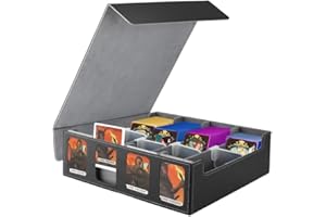 KIMIGO 2400+ Caja Para Cartas Mtg con Ventana,Caja Para Barajas,con 28 Separadores Y 8 Clips De Cierre,Cierre Magnético,para Cartas Magic Commander Tcg – Negro