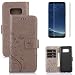 Produktbild Tasche für Samsung Galaxy S8 Hülle Leder und Display Schutz Folie ,OYIME Grau Blumen und Schmetterling Muster Handyhülle zum Klappen Klappbar Magnet Kartenfach Vollschutz Klapphülle Etui Original Flip Case Full Book Cover Bumper Zubehör Set