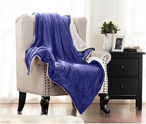 Supreme Bedding Double Bed Size 150 x 200 CM Sherpa Blanket Reversible Lightweight Flannel Fleece Fuzzy Throw Microfiber all season Soft Warm Blanket for Bed or Couch (Blue, 150 x 200 CM)