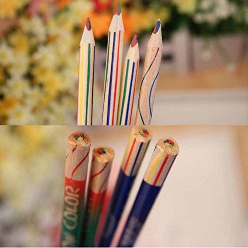 5 pcs 4 in 1 Farbe Zeichnung Malerei Bleistifte Regenbogen Farbenen Skizzieren - 2