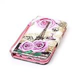 für Smartphone Samsung Galaxy S6 Edge Hülle,Echt Leder Tasche für Samsung Galaxy S6 Edge Flip Cover Handyhülle Bookstyle mit Magnet Kartenfächer Standfunktion + Staubstecker - 5