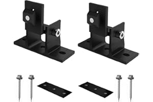 WARMFAY Pack of 2 Solar Panel Mount PV Individually Adjustable Flat Roof Mounting Black Stand Tilt Angle Adjustable Solar Panel Mounting Accessories