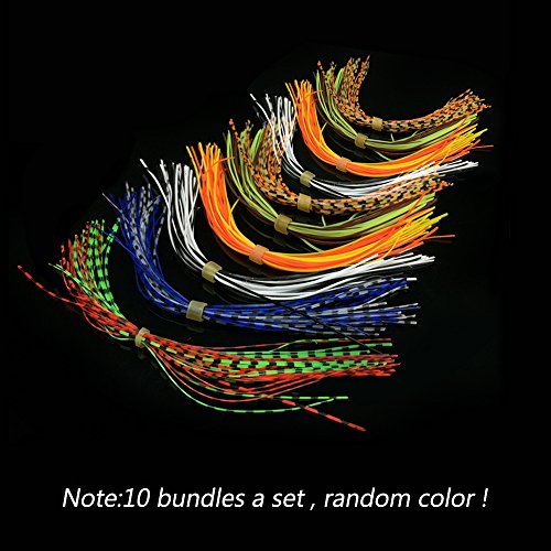 Explopur 10 Bundles / 300 Pièces 13cm Jupes en Caoutchouc De Silicone Jupe De Pêche Appâts en Caoutchouc Fil Leurre Jupe en Silicone Appâts De Pêche