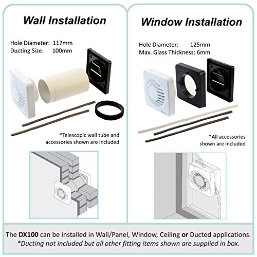 Xpelair DX100T 4 100mm Bathroom Extractor Fan with Window or Wall Kit