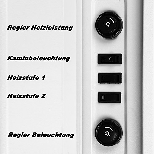 Elektrischer Kamin mit Heizlüfter und Kaminfeuer Effekt 2000W Elektro Elektrischer Kamin Ofen Heizung Heizer Heizlüfter Feuereffekt Heizgerät Heizstrahler - 5