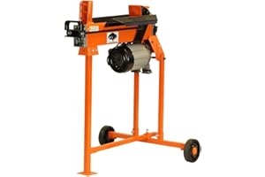 Forest Master FM5T-TC Electric Log Splitter 5 Ton - 9 Second Cycle Time - Pre-Filled Ready for Use - UKCA/CE Compliant - Includes Workbench, Guard and T Stand