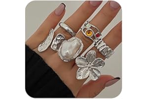 XFSRG Set di 6 Anelli Donna Anelli Floreali Vintage Antiossidazione Gioielli Impilabili Idea Regalo Estiva Elegante