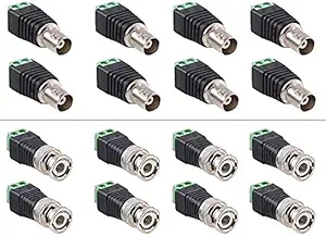 Taapsee 8 Sets BNC Male & Female Connector Adapter with Solderless Screw Terminal for Balun CCTV Surveillance Camera Accessories, RG59 RG6 Video Coaxial Cable