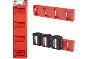48 TOOLS Supporto da parete per batterie Milwaukee da 18 V, montaggio facile, ideale per officina o furgone