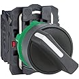 Schneider Electric Harmony XB5 - Selector Switch, Plastic, 2 Positions, Stays Put, Standard handle, 1NO + 1NC, 22 mm Mount, XB5AD25, Black