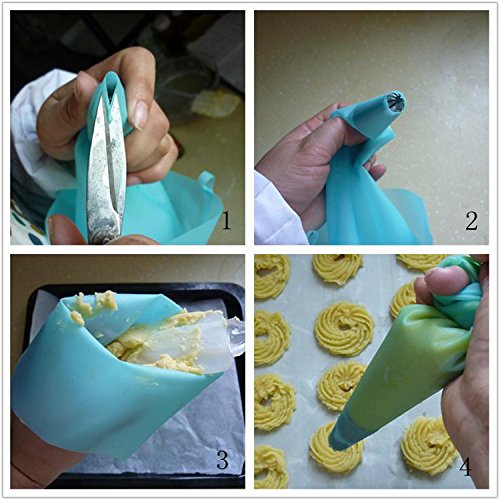 Spritzbeutel Silikon-Spritzsack mit 3(SML)- Spritztüten für –Wiederverwendbare - 5