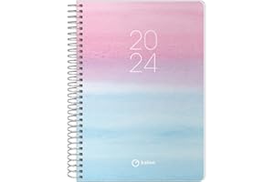 Q Kalon - Agenda 2024 Enero a Diciembre (12 meses) - Día Página - A5 (15x21 cm) - Espiral metálica - Sunset