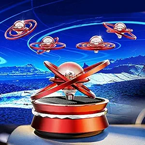 BKN 2021 Trending New Metal Car Loop Solar Fragrance Triple Ring Multi-Angle Adjustable with Glass Ball Floating Car Aromatherapy For All Cars | Home | Office Air Fresher Decoration (Random)