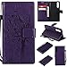 Produktbild Artfeel Huawei P20 Pro Hülle Leder Brieftasche,Huawei P20 Pro Flip Hülle mit Kartenhalter,Stilvolle Schlanke Geprägte Katze Baum Blume Schmetterling Muster Design Weiches PU Buch Schale Eingebauter Kredit Kartenfächer Tasche mit Standfunktion und Handschlaufe Magnetverschluss Stoßfest Kratzfest Schutzhülle für Huawei P20 Pro,Lila