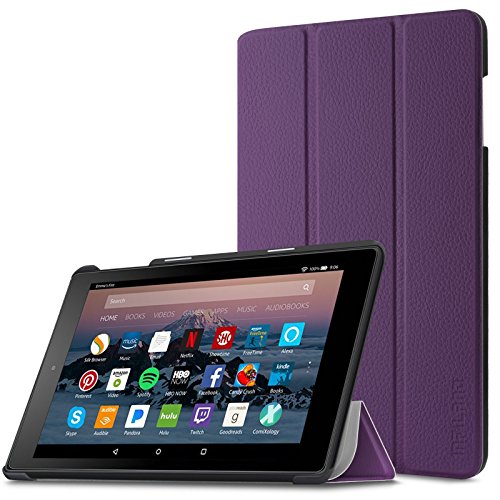 Hülle für Fire HD 8 (7. Generation - 2017) / das neue Fire HD 8 (6. Generation - 2016), Infiland Ultra Smart Slim Lightweight Schutzhülle mit Auto Schlaf / Wach Funktion Cover für Fire HD 8 (8-Zoll-Tablet, 7. Generation - 2017) / Das neue Fire HD 8 Tablet (6. Generation - 2016))(Lila)