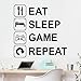 Price comparison product image Home Artwork Wall Stickers Christmas Decor, Art Sticker Decal Mural, Eat Sleep Game Repeat Removable Art Vinyl Quote Background Wall Decals Home Decor for Kitchen Bedrooms Living Room Bathroom