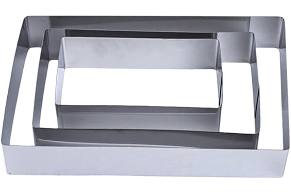 TAMUME Moules à Gâteaux en Acier Inoxydable pour Moules à Forme Spécifique - Ensemble de 3 Moules à Pâtisserie (Rectangulaire)