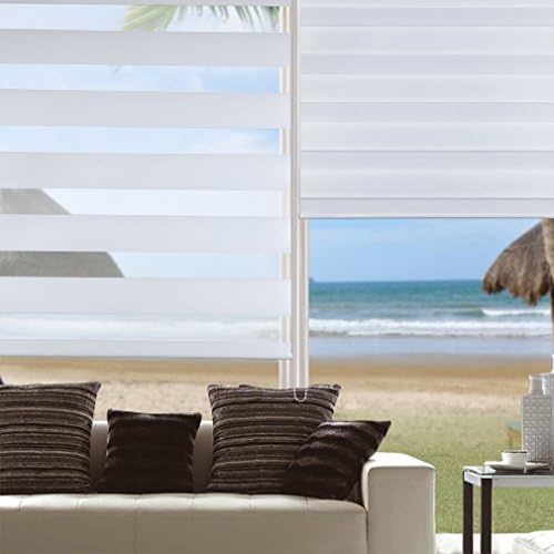 Shiny Home Translucent Roller Zebra Blinds Monolayer Bouffant Curtain Window Curtain without Drilling Window Shade Curtain 100x150cm White Colour