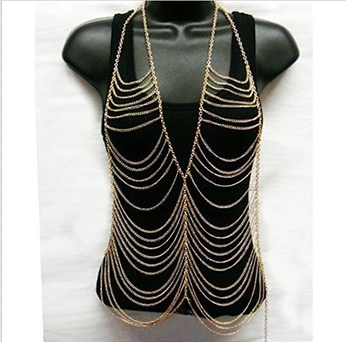 TT&amp;FULIAN European and American style jewelry / body chain / necklace / metal chain / sexy body Siamese chain / sweater chain , gold