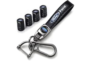 HDBDYH für Ford Auto Schlüsselanhänger&Auto Reifen Ventilkappen Staubkappen für Ford Fusion F150 F250 F350 F450 F550 Edge Explorer Mustang F151,Auto Reifenventil Kappe Staubkappen/Leder Schlüsselanhänger