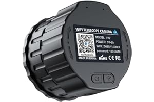 YIKO Caméra oculaire WiFi 2,5 K, 1920 x 1080 Pixels, avec écran de 1,5", Convient pour Microscope télescopique Optique de 24 à 50 mm et Jumelles monoculaires, avec Carte mémoire de 64 Go (V12-1)