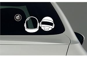 EppoBrand Lot de 2 autocollants Daft Punk Discovery Helmets - En vinyle - 14 x 9 cm et 19 x 12,5 cm - Pour voiture, camion, fenêtre, pare-chocs, réfrigérateur, patinage, ordinateur portable, MacBook