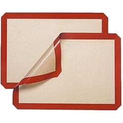 OCMCMO Tapis de Cuisson en Silicone, [2 Pièces, 40x30cm] Anti-Adhérent, Réutilisable, Facilement Lavable,100% sans BPA Toile de Cuisson Silicone Saine