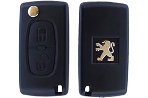 RKFUK® Replacement 2 Button Remote Car Key Fob Case CE0536 with HU83 Flip Blade Suitable for Peugeot 107 207 208 307 308 407 408 607 807 3008 5008 Expert Keys and Fobs for Cars Vans