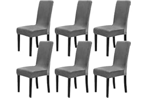Chickwin Stuhlhussen 6er Set Samt Stuhlhussen für Schwingstühle, Esszimmerstühle Hussen Für Hochzeit, Hotel, Küche, Bankett, Partys Stretch Stuhlhussen (6er,Grau)