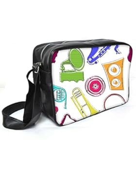 Snoogg Colorful Musik Set Leder Unisex Messenger Bag für College Schule täglichen Gebrauch Tasche Material PU