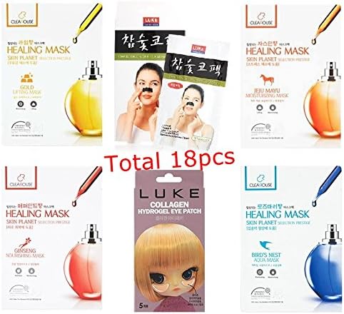 Healing Nature Korean Skin Care Prestige Aroma Healing Mask + Nose Strip + Eye Mask Set (18 Sheets)