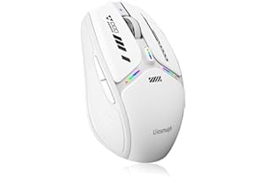 Uiosmuph G19 Mouse Wireless Bluetooth, 3 Modalità (BT5.1/5.0+2.4G) Ricaricabile Mouse Senza Fili, livello della batteria visibile, 1600 DPI Mouse per Laptop, MacBook, PC, Windows, Android, Bianco
