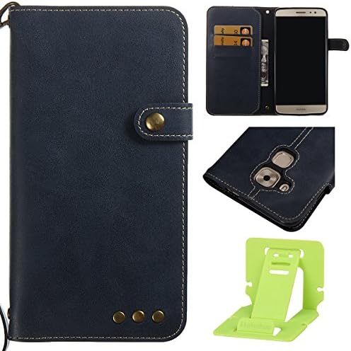 Huawei Nova plus PU Leather Case, Huawei Nova plus Wallet Cover, Ekakashop Fashion Retro Pure color Simulation Leather Case (with Hand Strap) and Soft Silicone inner Case, Business Women &amp; Men Bookstyle Premium Flip PU Leather Phone Case Stand Shockproof Protective Case Cover For Huawei Nova plus +1x Ekakashop Kickstand (color random), Deep Blue