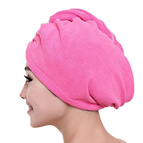 Atdoshop(TM) Microfiber Bath Towel Hair Dry Hat Cap Quick Drying Lady Bath Tool (Hot Pink)