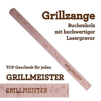 Grillzange Aus Holz Mit Hochwertiger Gravur Grillmeister