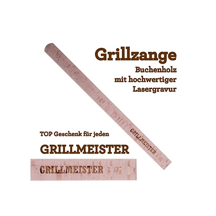 Grillzange Aus Holz Mit Hochwertiger Gravur Grillmeister