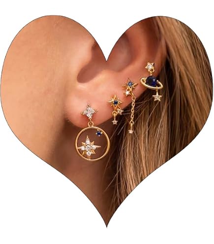 KALVICA Set 13 Paia Orecchini Donna Placcati Oro 14K - Anallergici Acciaio Inox - Cerchi, Piatto, Catena - Regalo
