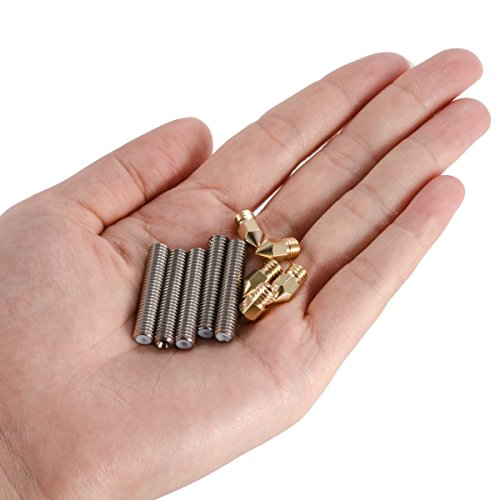 PChero 5er-Pack 0,4mm 3D Drucker Messing Düse + 5er-Pack 30mm Teflon Throat für Makerbot Reprap MK8 3D Drucker - 5