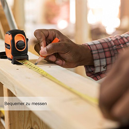 Tacklife TM-B02 Klassisches Maßband 5M, tragebares Bandmaß mit Feststeller und automatischem Rücklauf Funktion, Kunststoffgehäuse, Messung von Haushalt, Zimmerei - 5