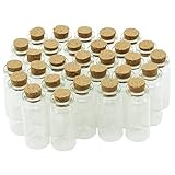COM-FOUR 30x Mini Glass Bottle with Cork Stopper for Oil or Spices, 10 ml