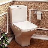 inodoros modernos baratos Mecanismo de descarga doble. Moderno carmela Semi Flush to Wall Sartén esquina & Cisterna inodoro con asiento de cierre suave baño WC - acabado blanco brillante