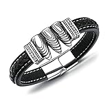 Lafeil Armband Leder Herren Armbänder Herren Herren Schwarz Edelstahl Herren Bullet Schwarz Geflochten Leder Armband 20.5cm