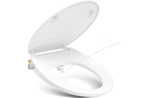 YEAUPE PRO Abattant wc japonais Forme O, Abattant WC avec frein de chute, non électrique avec double buses rétractables autonettoyantes, Kit Abattant japonais,Blanc, 43 * 37.1CM