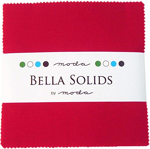 Moda Bella Solids Red 9900-16 Charm Pack, 42 5-inch Cotton Fabric Squares by Moda Fabrics